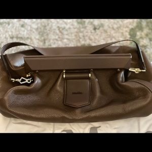 MaxMara Roma Leather Clutch in Brown
